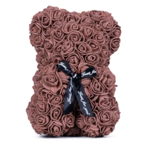 Chocolate Brown Rose Bear Small 25cm